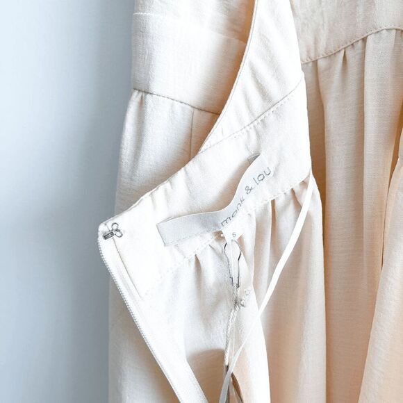 Monk & Lou AVA Womens Sleeveless V Neck Backless Midi Dress Cream Small NWT - Picture 6 of 10